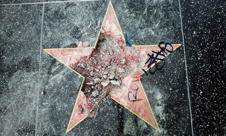 تدمير نجمة دونالد ترامب في ممر المشاهير في هوليوود للمرة الثانية